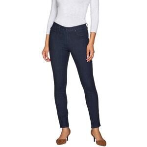 G.I.L.I Size 16 Dark Wash Skinny Cut Women's Jeans (Black side hem on both legs)